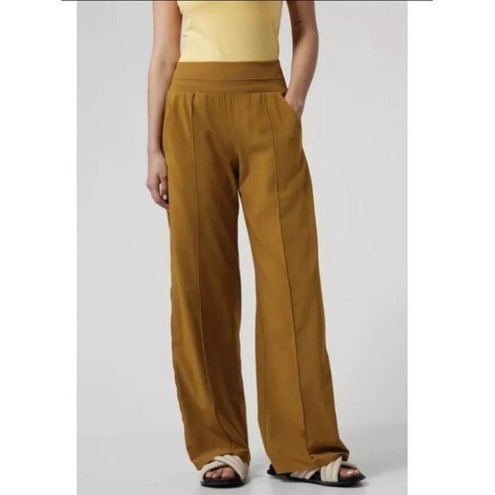 Athleta Nolita Wide Leg Pants Gold Pull On Track Slouchy Travel Casual 6 A009925 - Picture 1 of 9